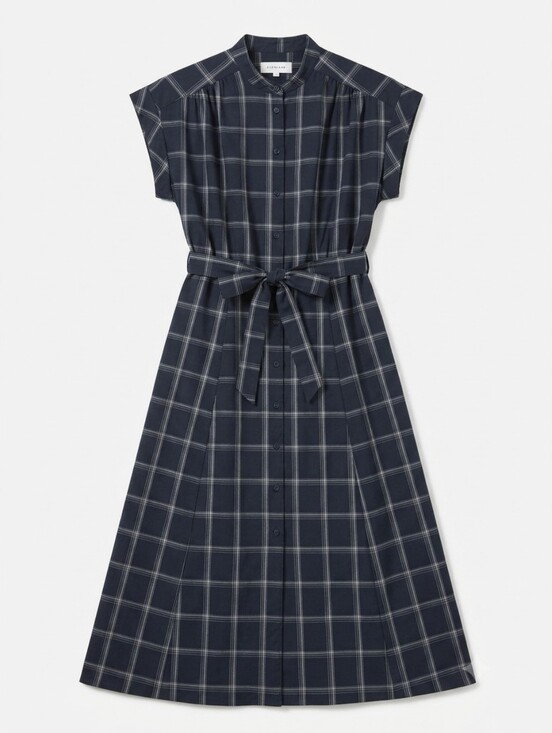 Dresses & Skirts - Calvin Klein Womens Size 8 Navy Blue Plaid Belted Midi Shirtdress